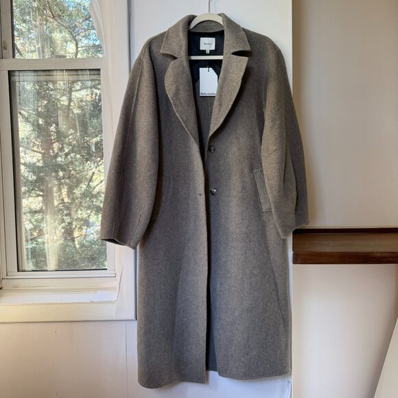 NWT Reformation Wyatt Wool Blend Double-Faced Coat in Stone Beige XS - Picture 3 of 16